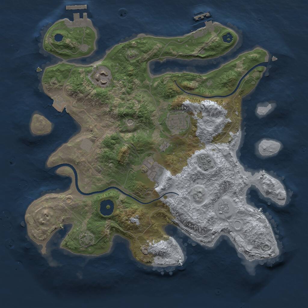 Rust Map: Procedural Map, Size: 3000, Seed: 1384585379, 10 Monuments