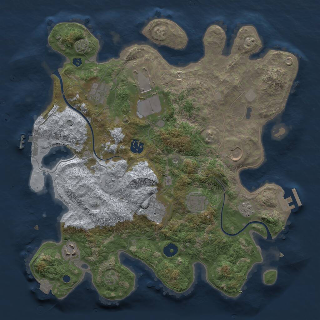 Rust Map: Procedural Map, Size: 3500, Seed: 2136247929, 14 Monuments