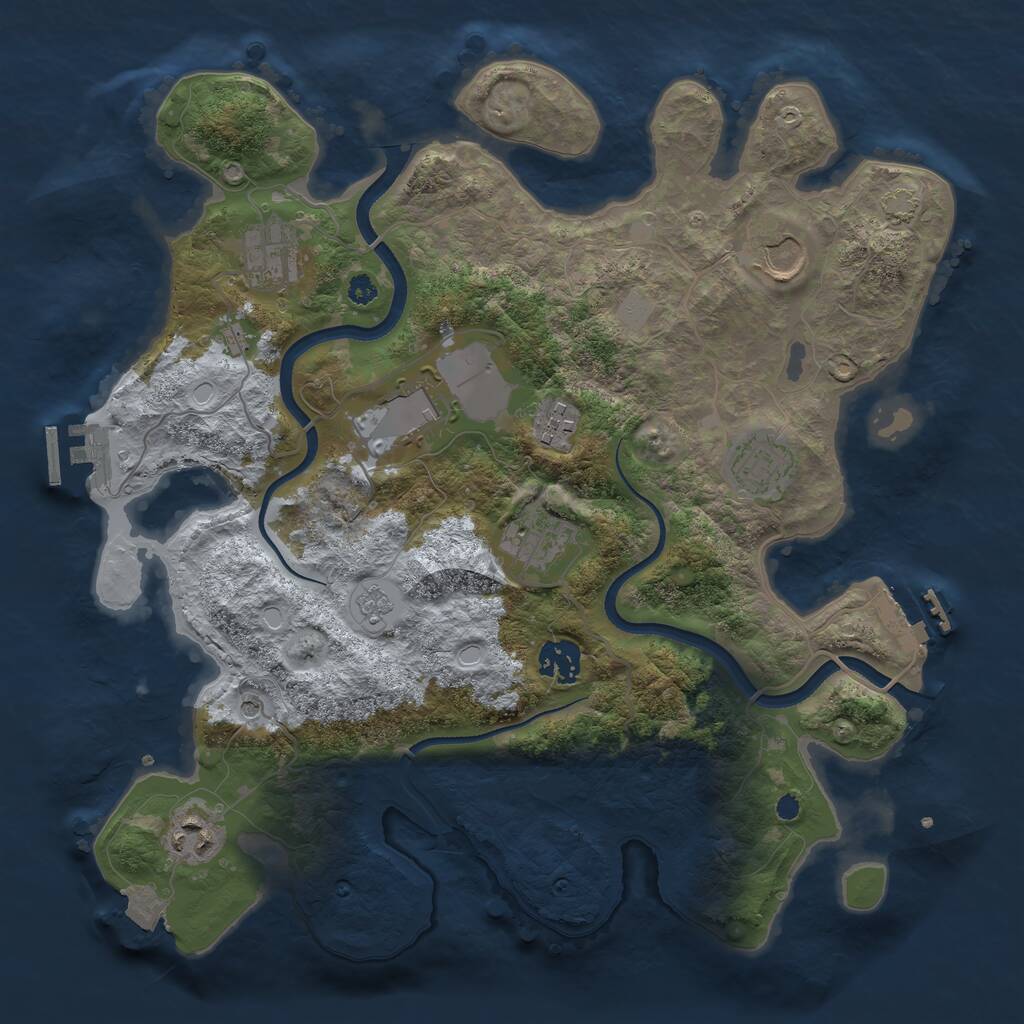Rust Map: Procedural Map, Size: 3500, Seed: 2136247929, 14 Monuments