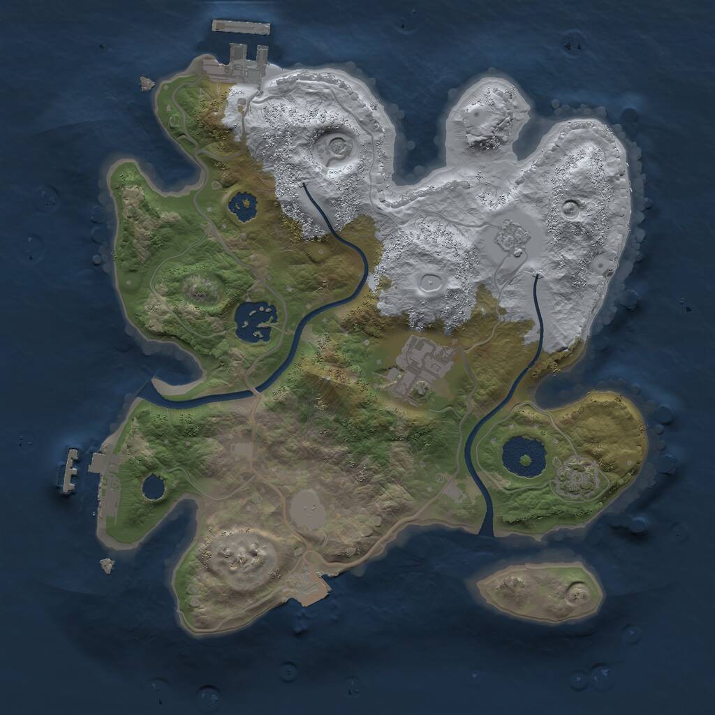 Rust Map: Procedural Map, Size: 2500, Seed: 1399339834, 8 Monuments