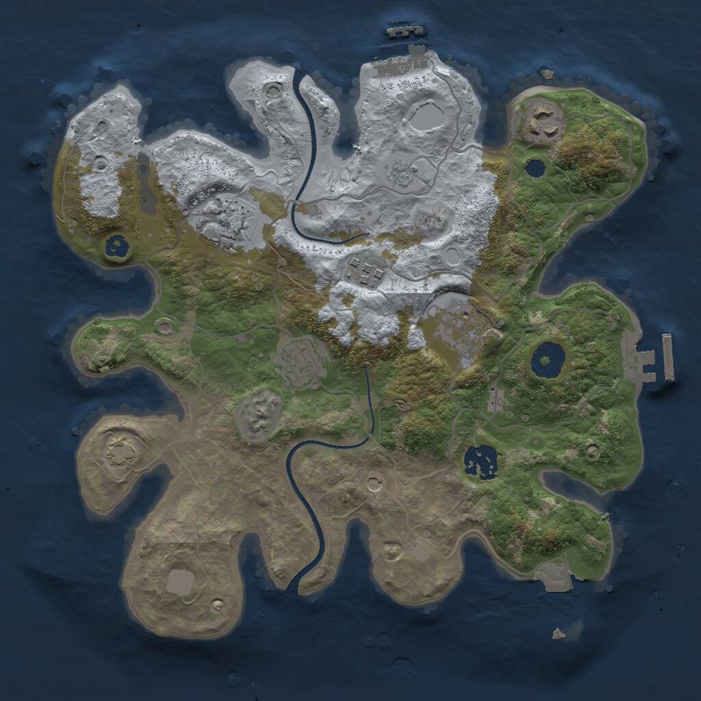 Rust Map: Procedural Map, Size: 3000, Seed: 599019928, 12 Monuments