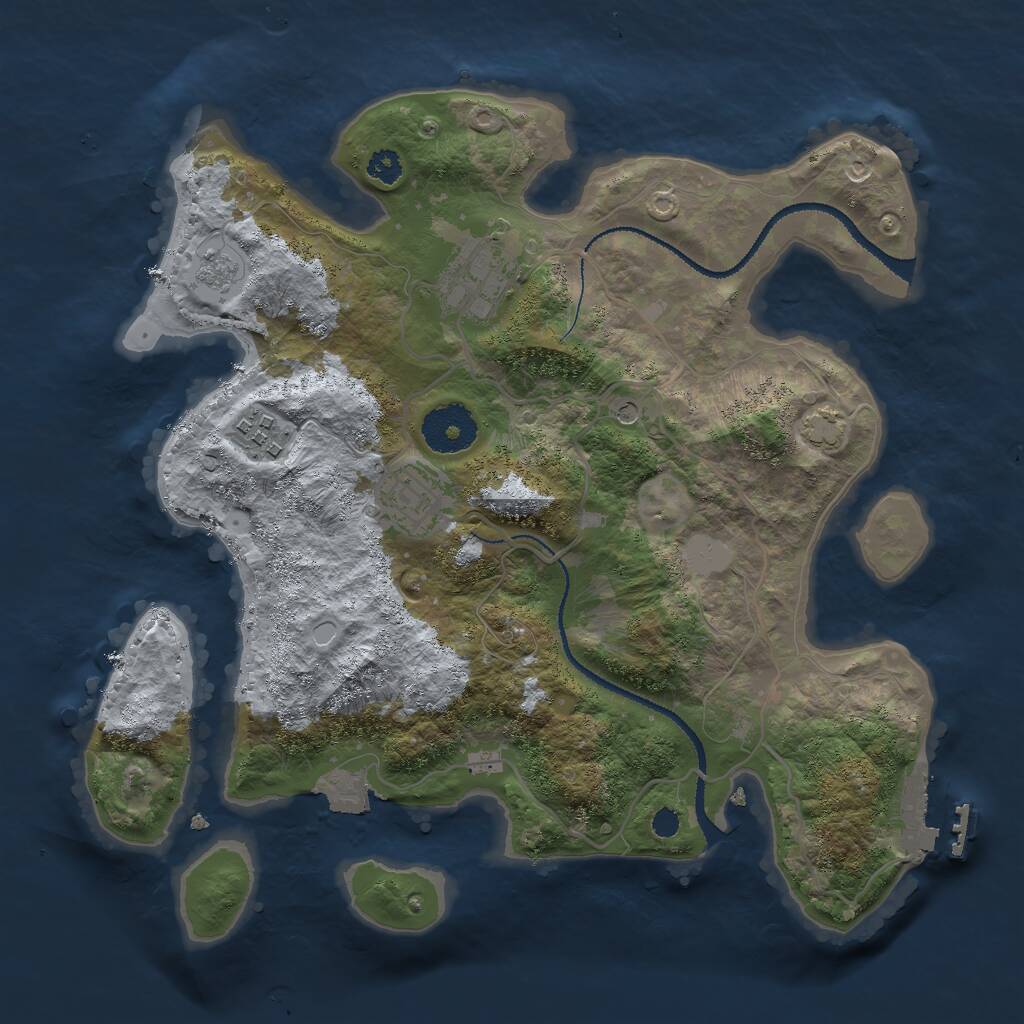 Rust Map: Procedural Map, Size: 3000, Seed: 12710, 8 Monuments