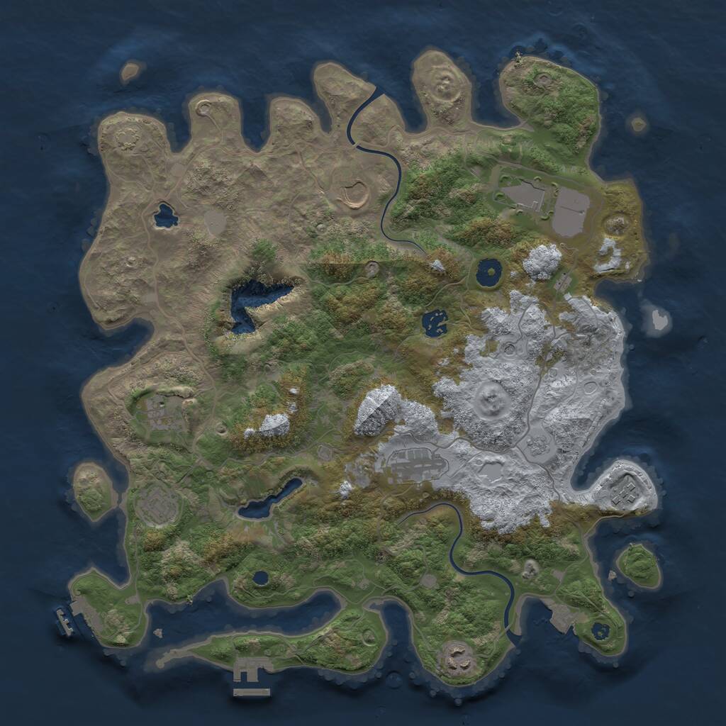 Rust Map: Procedural Map, Size: 4000, Seed: 28845499, 14 Monuments