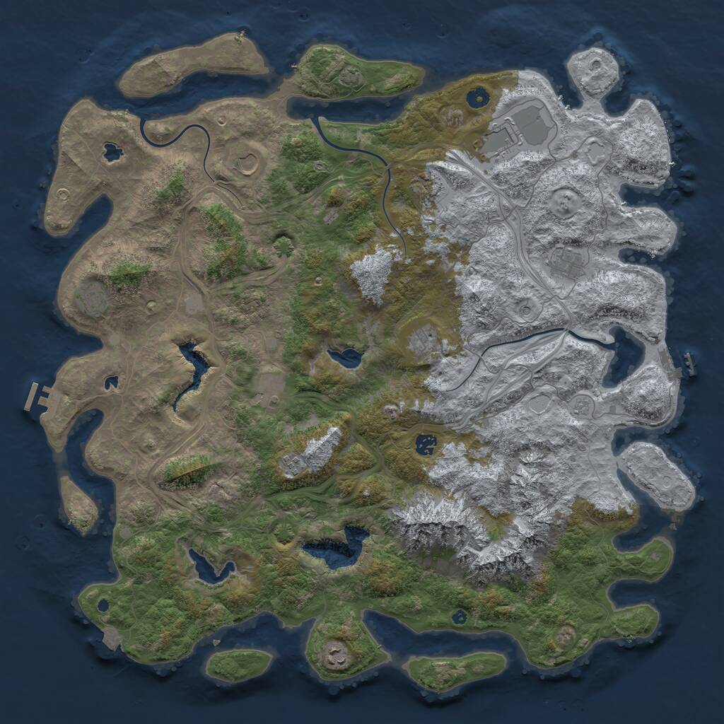 Rust Map: Procedural Map, Size: 5000, Seed: 737164228, 16 Monuments