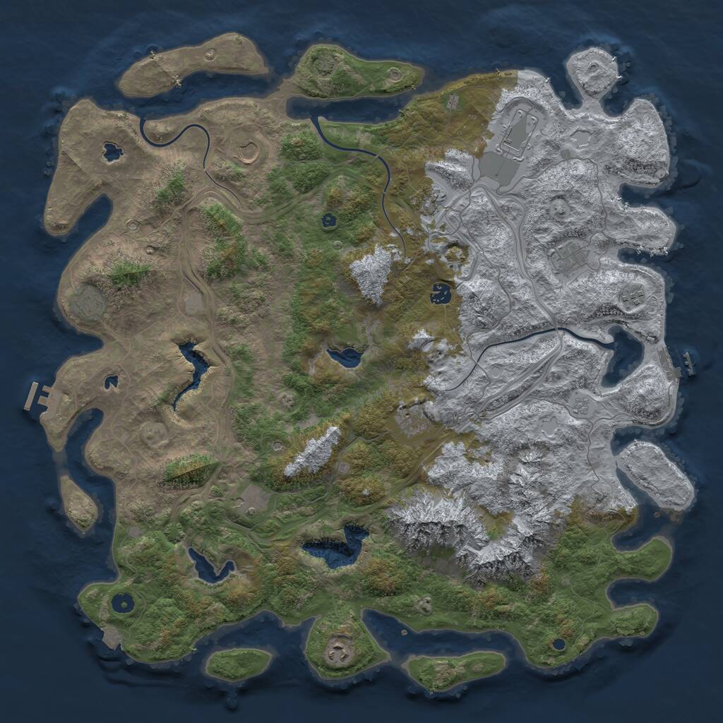 Rust Map: Procedural Map, Size: 5000, Seed: 737164228, 16 Monuments