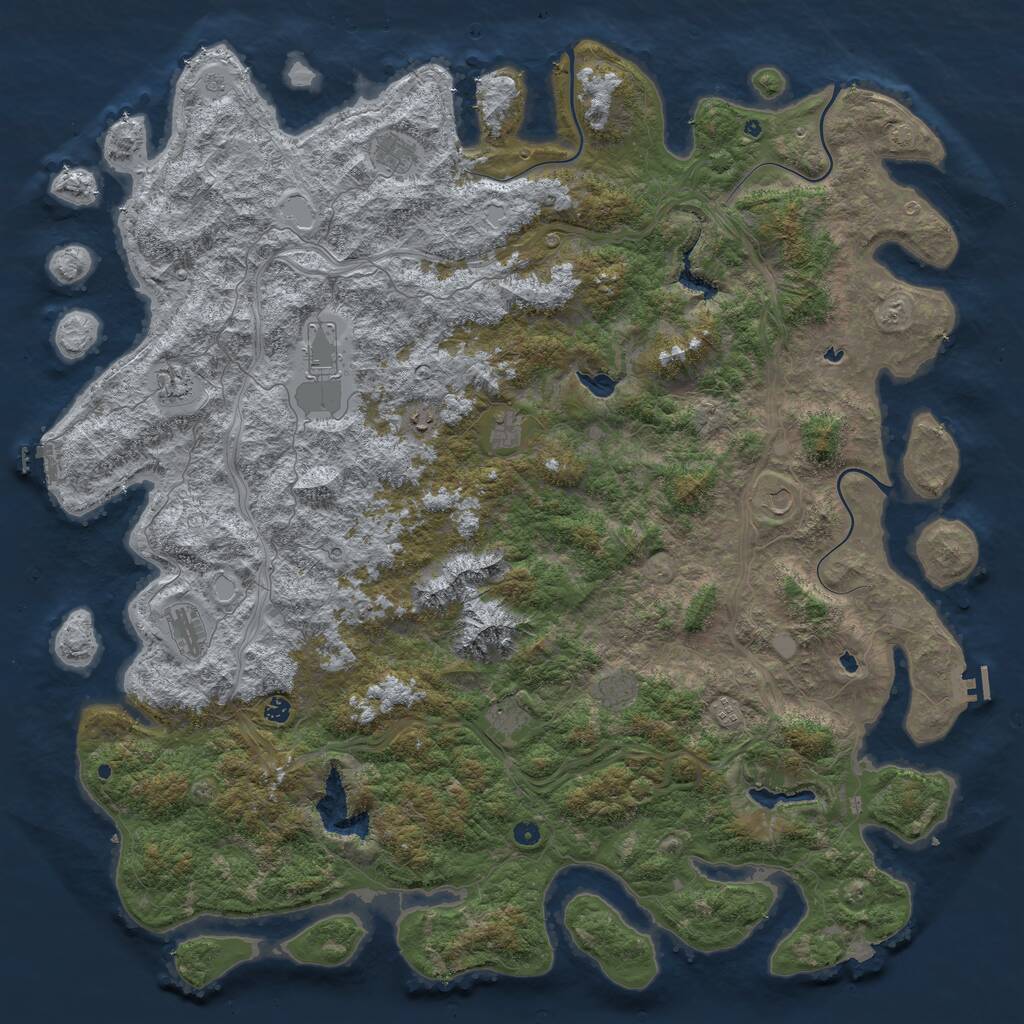 Rust Map: Procedural Map, Size: 6000, Seed: 894952813, 17 Monuments