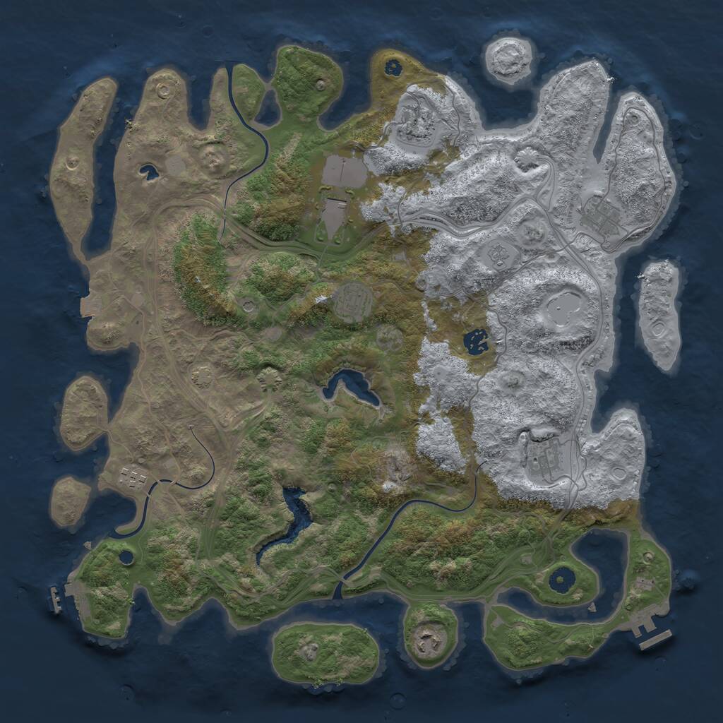 Rust Map: Procedural Map, Size: 4250, Seed: 333522500, 14 Monuments