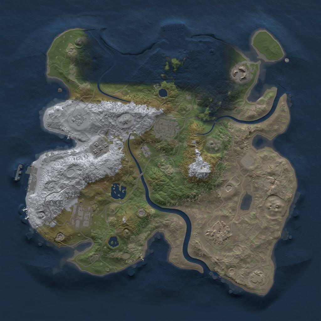 Rust Map: Procedural Map, Size: 3000, Seed: 1229742417, 12 Monuments