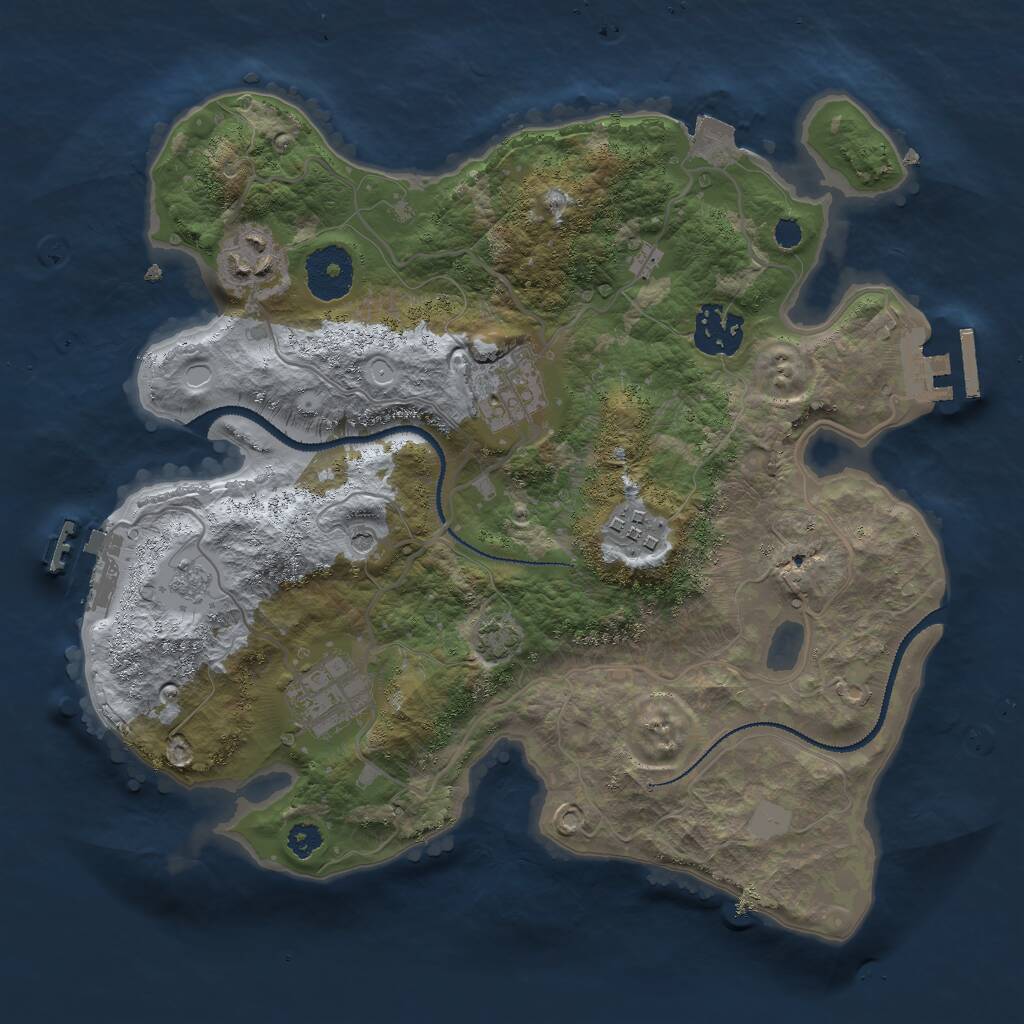 Rust Map: Procedural Map, Size: 3000, Seed: 1229742417, 11 Monuments