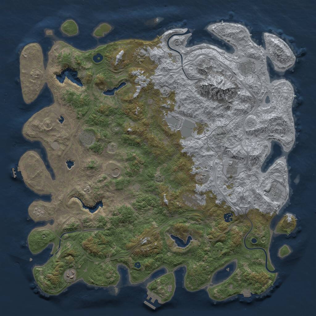 Rust Map: Procedural Map, Size: 5000, Seed: 331133, 17 Monuments