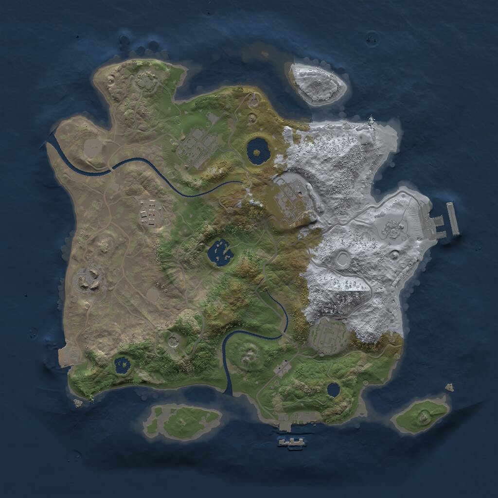 Rust Map: Procedural Map, Size: 3000, Seed: 69117157, 12 Monuments