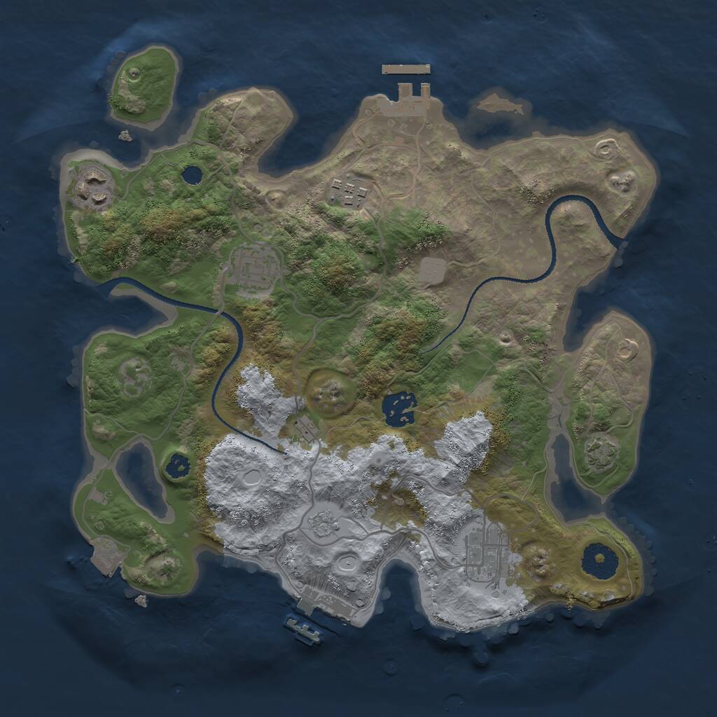 Rust Map: Procedural Map, Size: 3000, Seed: 61935, 10 Monuments