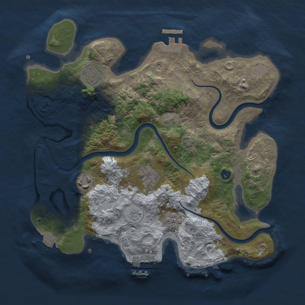 Rust Map: Procedural Map, Size: 3000, Seed: 61935, 12 Monuments