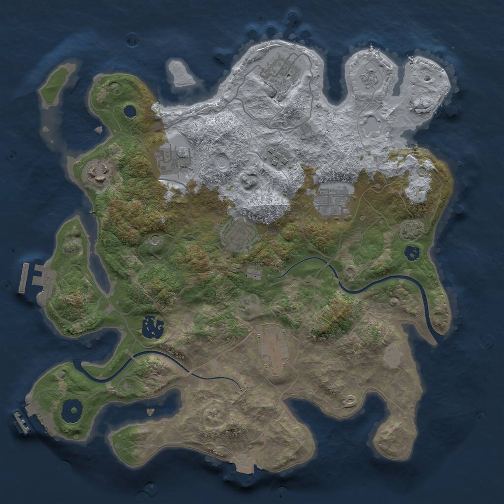 Rust Map: Procedural Map, Size: 3300, Seed: 84847801, 14 Monuments