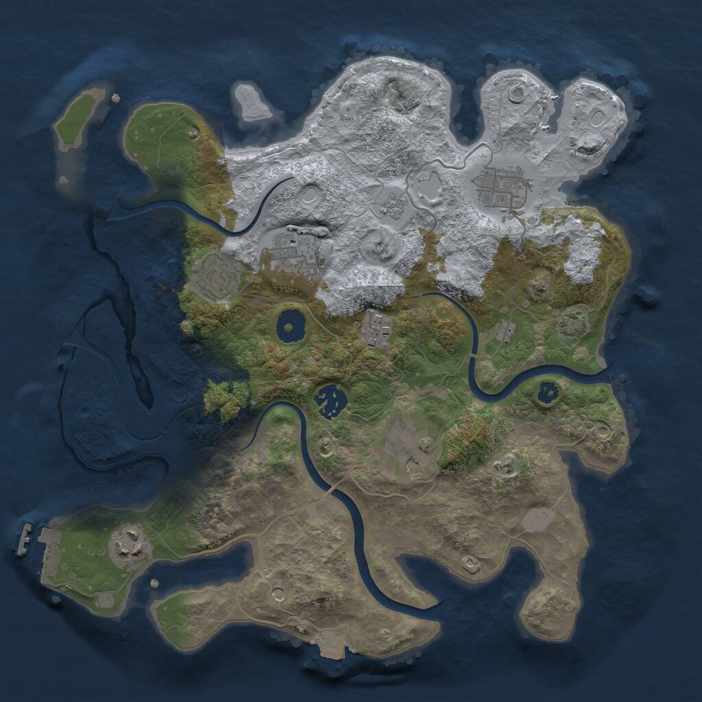 Rust Map: Procedural Map, Size: 3300, Seed: 84847801, 14 Monuments