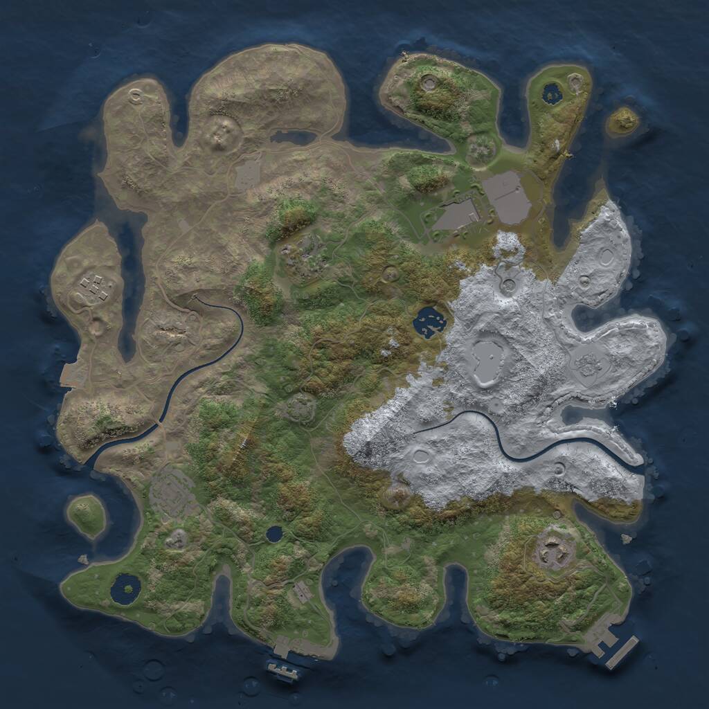 Rust Map: Procedural Map, Size: 3500, Seed: 174739966, 12 Monuments