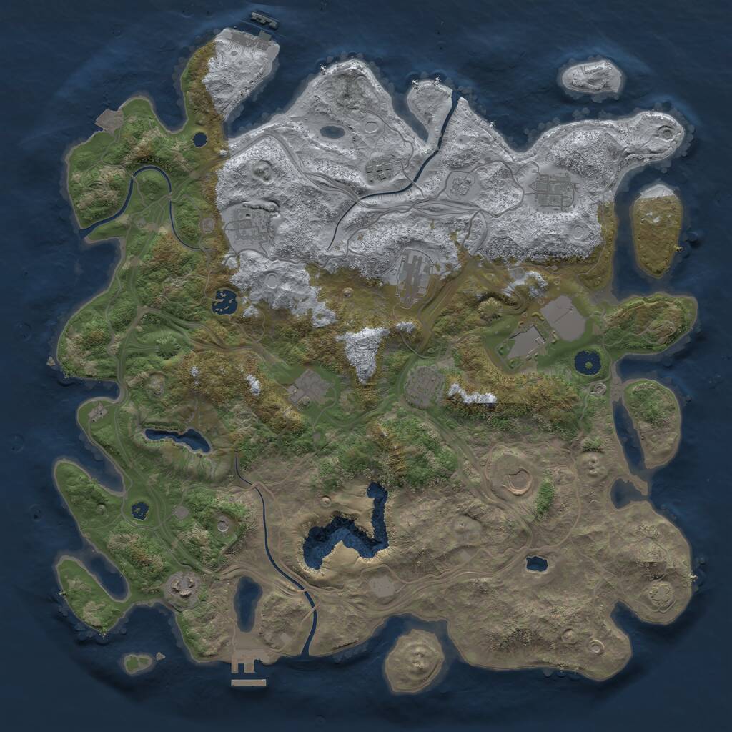 Rust Map: Procedural Map, Size: 4253, Seed: 1206392103, 18 Monuments