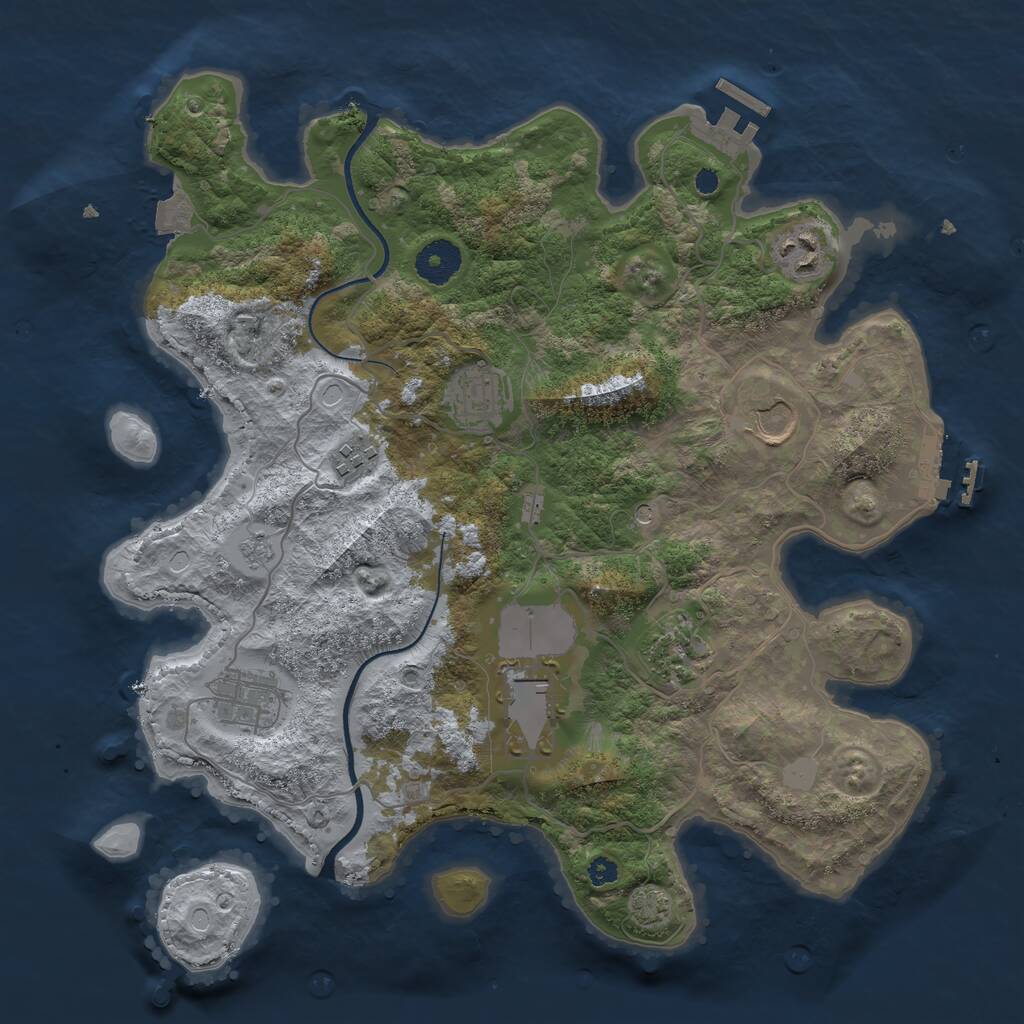 Rust Map: Procedural Map, Size: 3500, Seed: 796214429, 13 Monuments