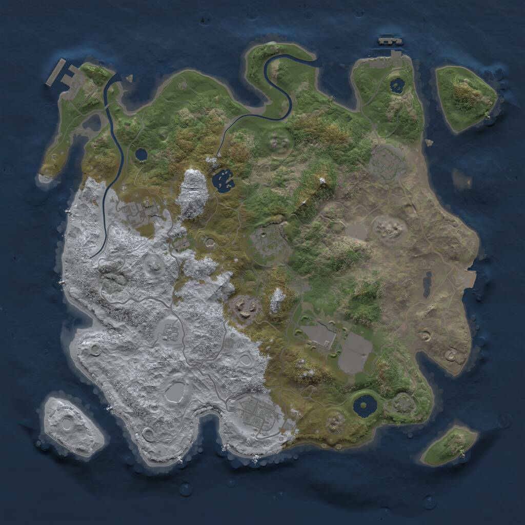 Rust Map: Procedural Map, Size: 3500, Seed: 962549400, 13 Monuments