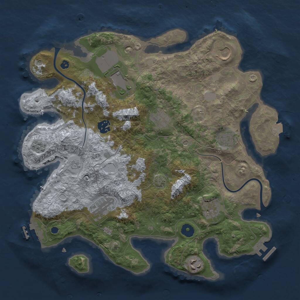 Rust Map: Procedural Map, Size: 3500, Seed: 1864038447, 15 Monuments