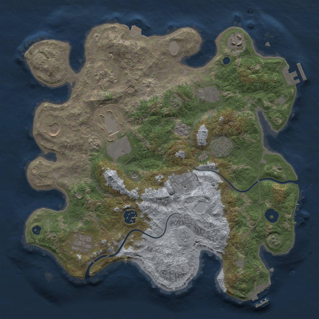 Rust Map: Procedural Map, Size: 3500, Seed: 1141950087, 16 Monuments