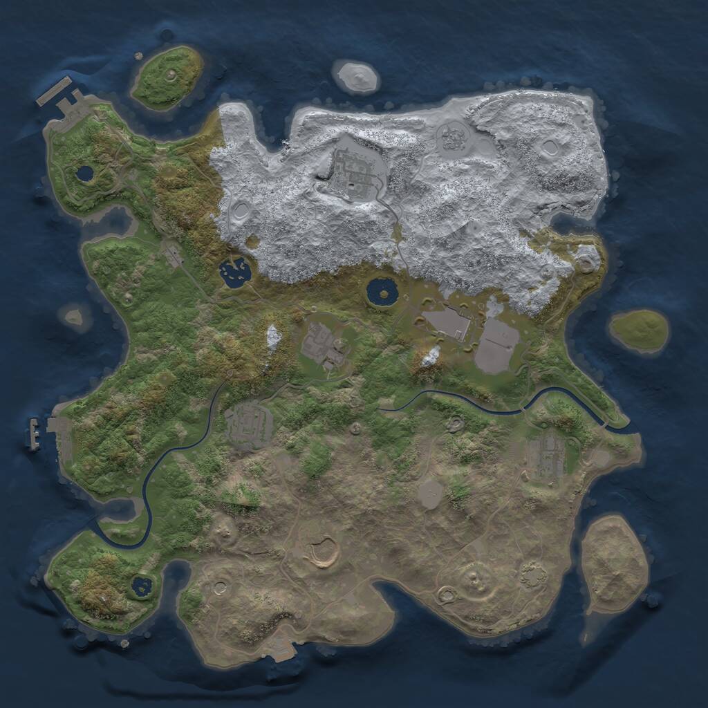 Rust Map: Procedural Map, Size: 3500, Seed: 1730387229, 13 Monuments
