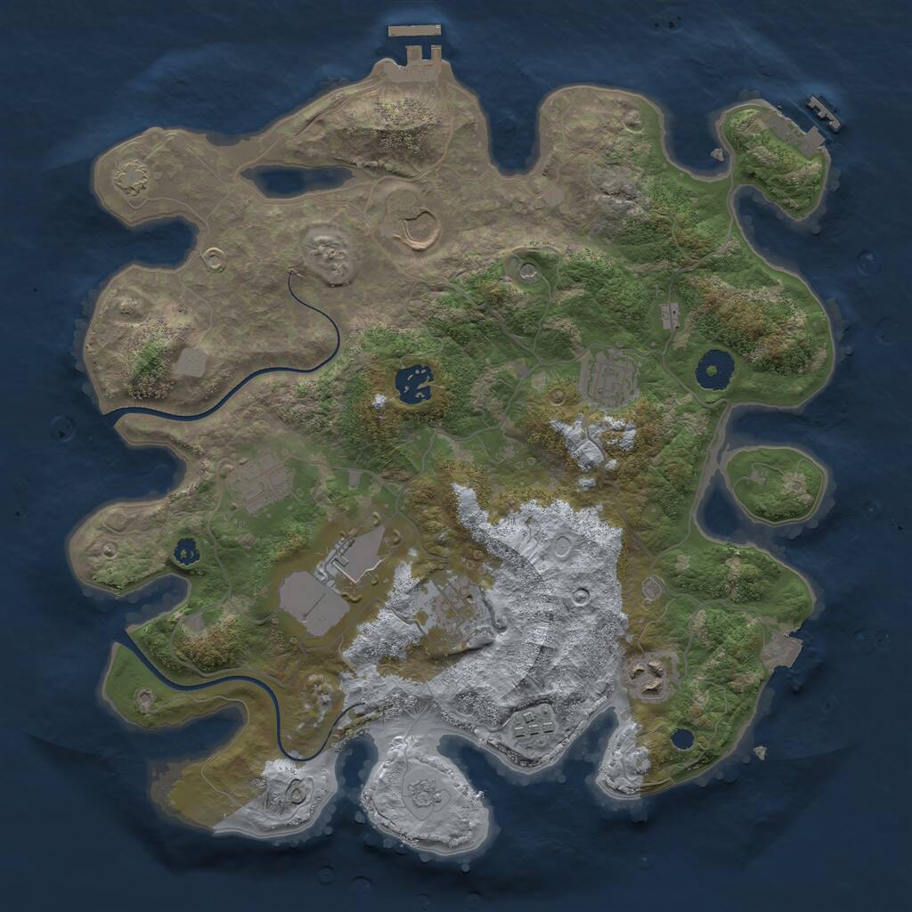 Rust Map: Procedural Map, Size: 3500, Seed: 3102024, 14 Monuments