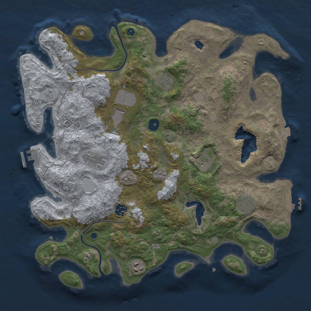 Rust Map: Procedural Map, Size: 4000, Seed: 2043252744, 14 Monuments