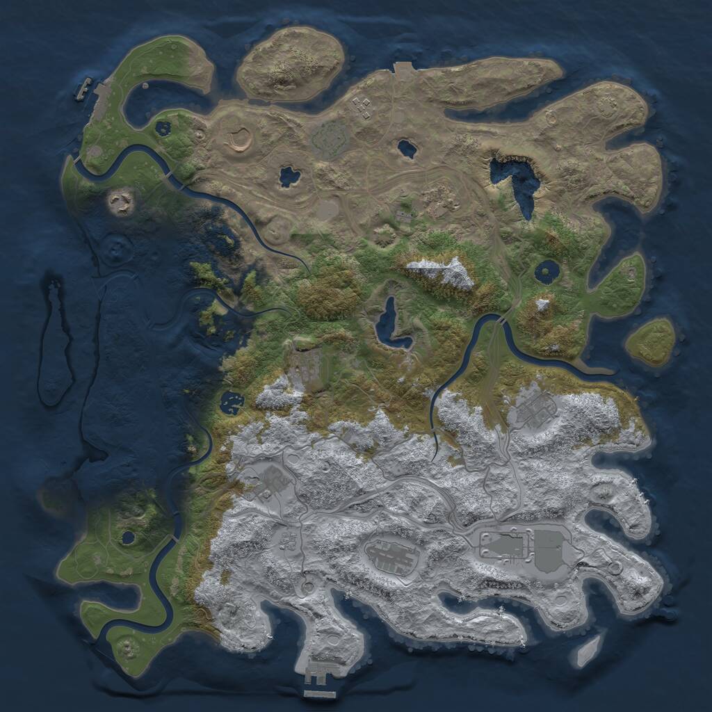 Rust Map: Procedural Map, Size: 4500, Seed: 1122899129, 17 Monuments