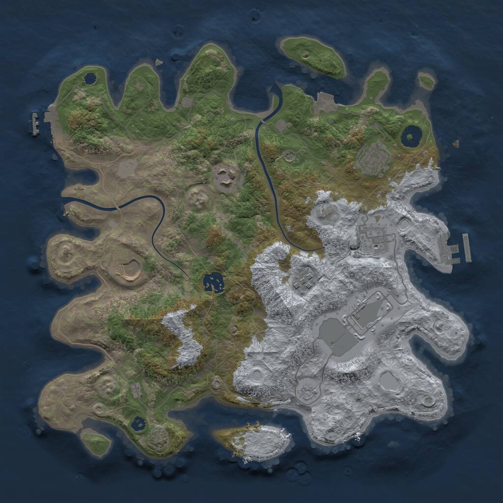 Rust Map: Procedural Map, Size: 3500, Seed: 290203084, 13 Monuments