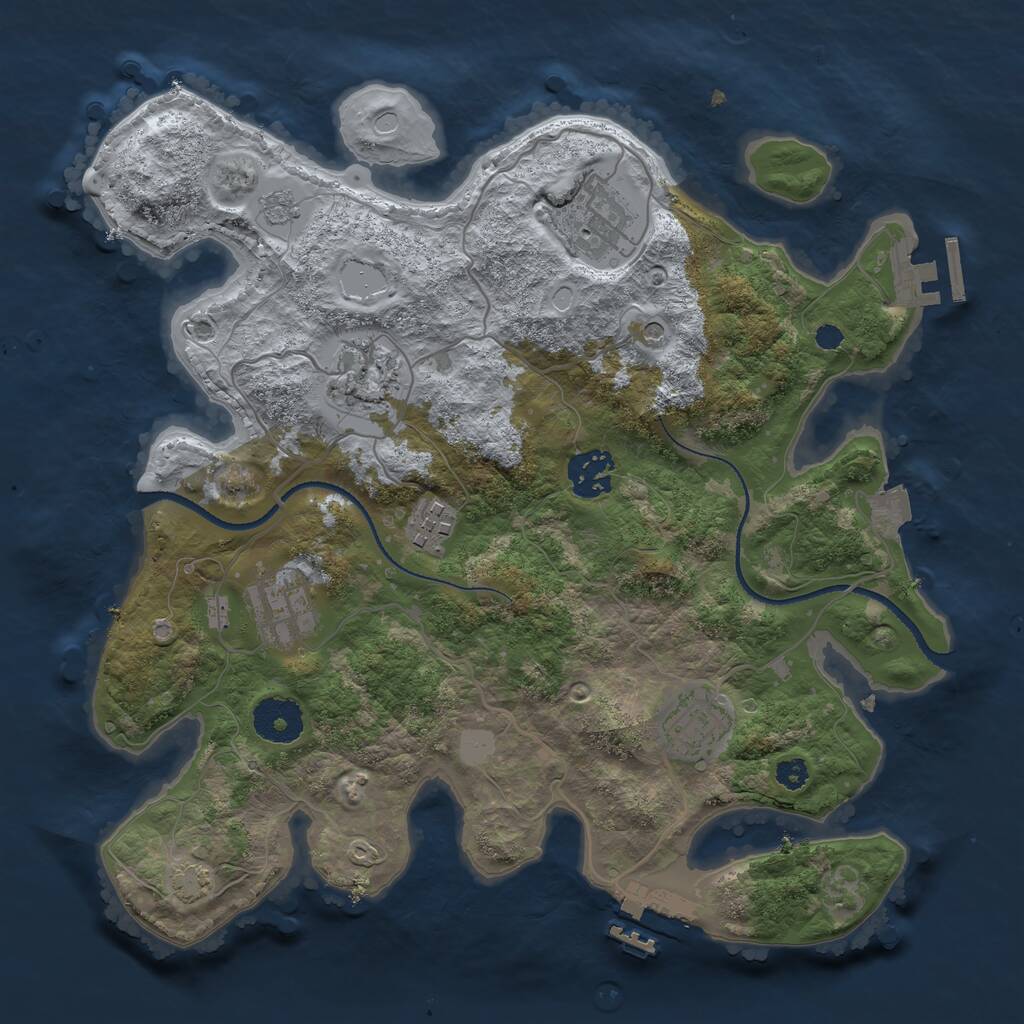 Rust Map: Procedural Map, Size: 3200, Seed: 1688890131, 12 Monuments