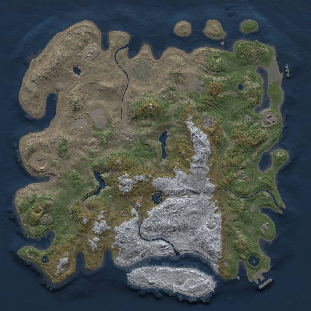 Rust Map: Procedural Map, Size: 4250, Seed: 410961979, 14 Monuments