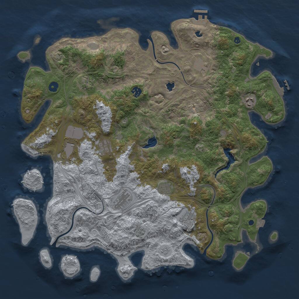 Rust Map: Procedural Map, Size: 4500, Seed: 546256635, 16 Monuments
