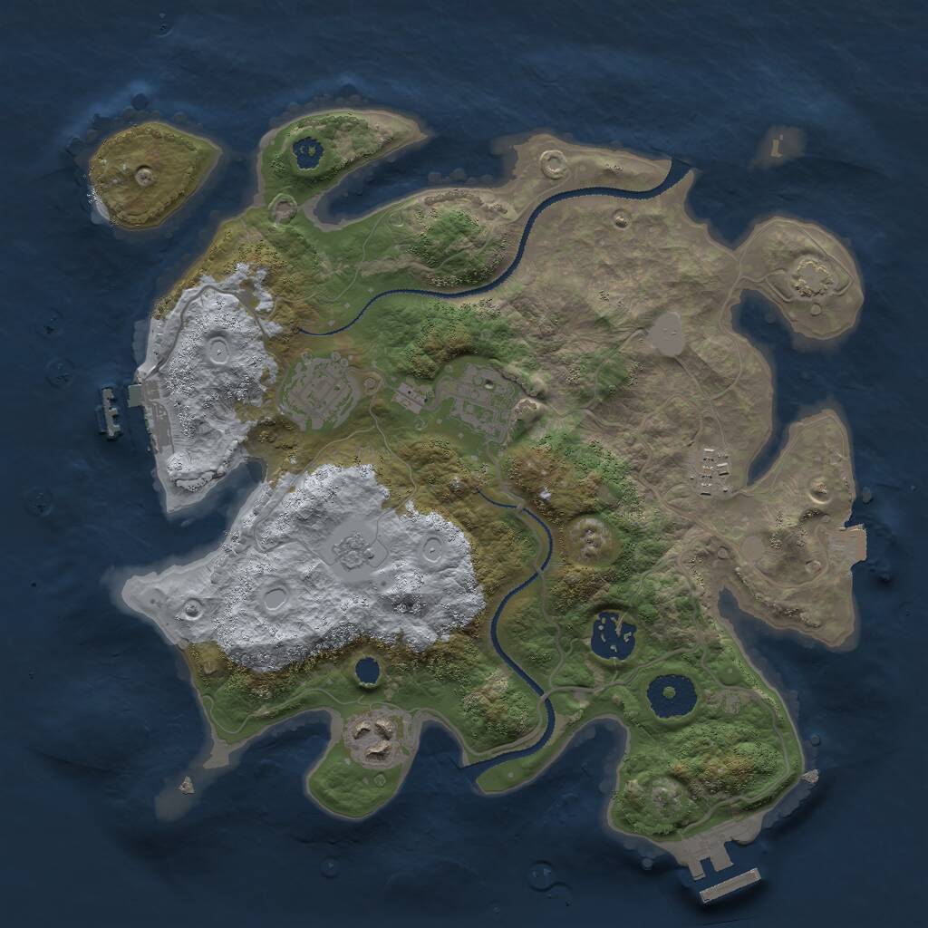 Rust Map: Procedural Map, Size: 3000, Seed: 1402297823, 10 Monuments