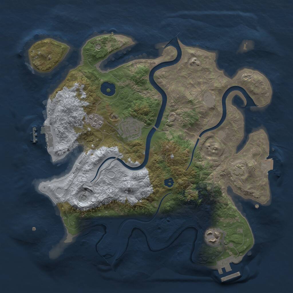 Rust Map: Procedural Map, Size: 3000, Seed: 1402297823, 8 Monuments