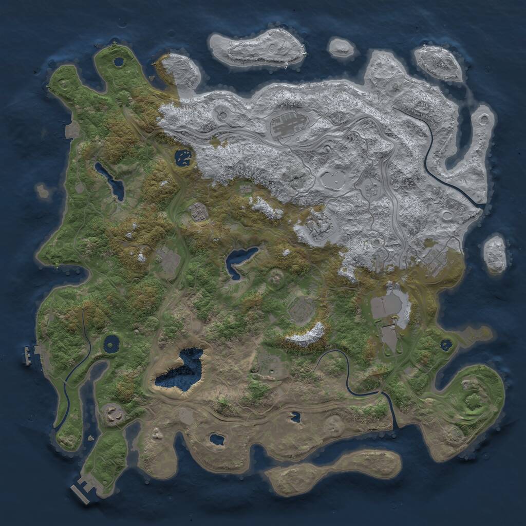 Rust Map: Procedural Map, Size: 4500, Seed: 1261994603, 16 Monuments
