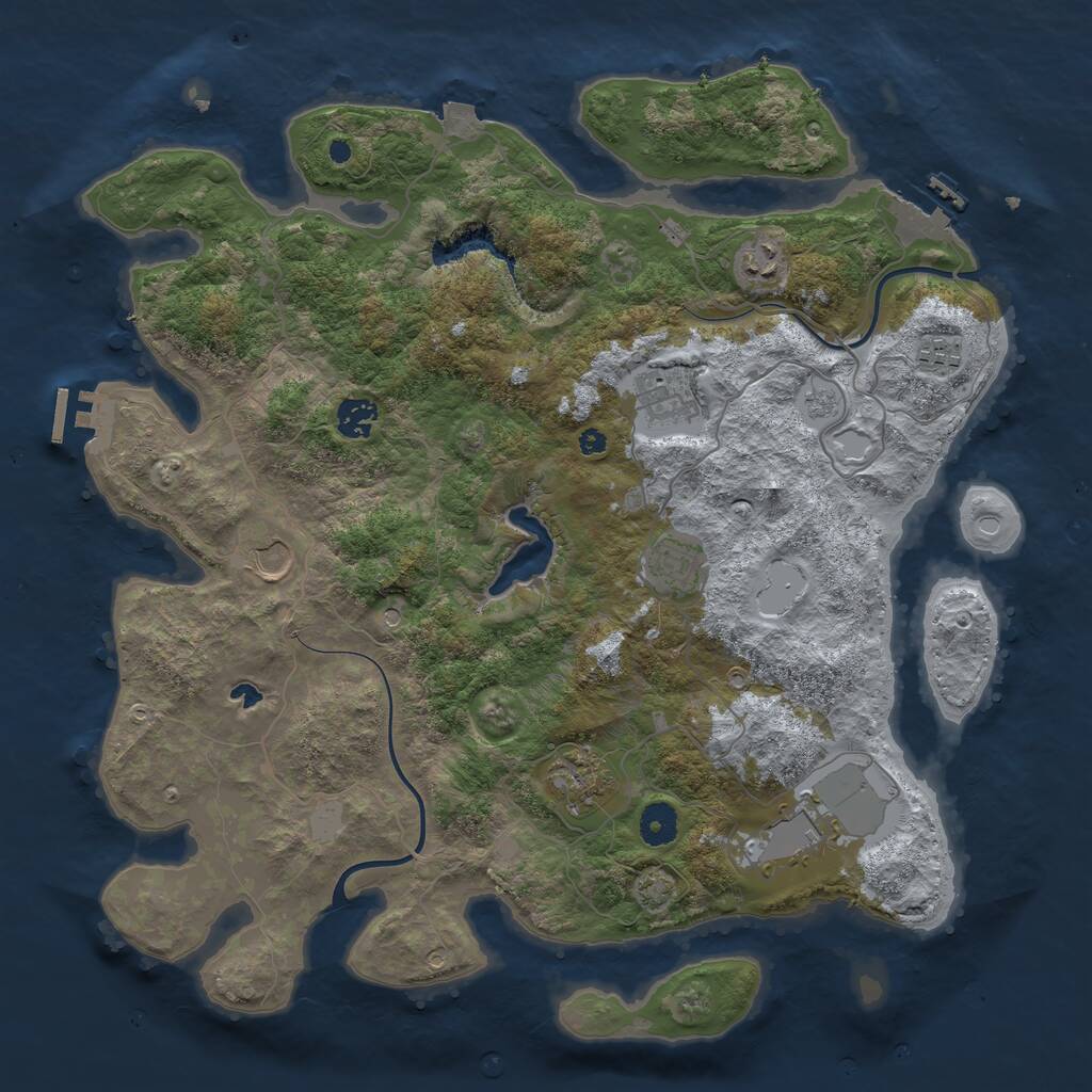 Rust Map: Procedural Map, Size: 4000, Seed: 440218815, 14 Monuments