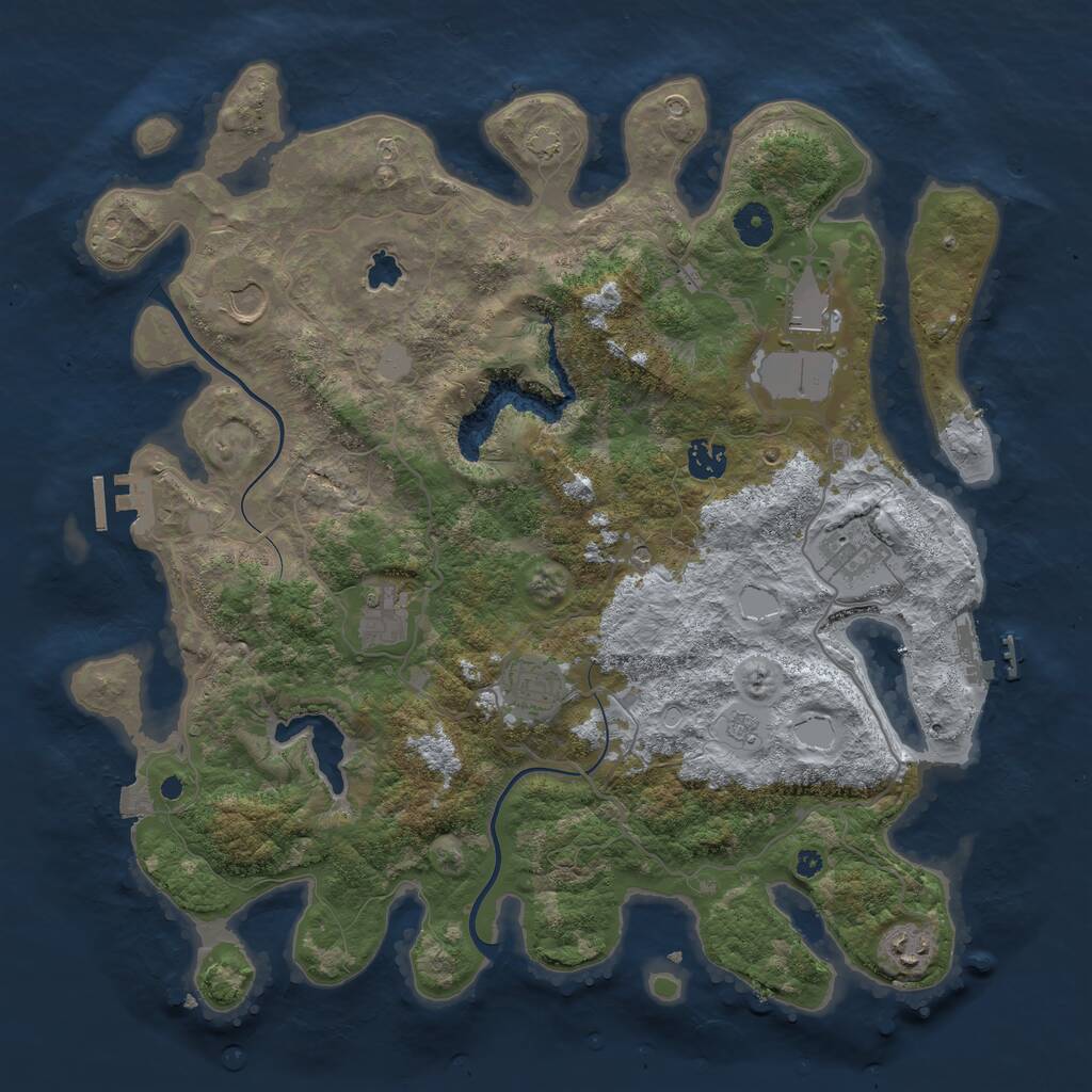 Rust Map: Procedural Map, Size: 4000, Seed: 464350205, 13 Monuments
