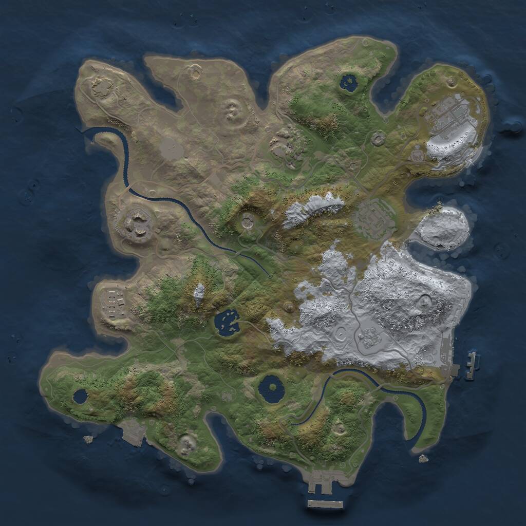 Rust Map: Procedural Map, Size: 3000, Seed: 648688385, 12 Monuments