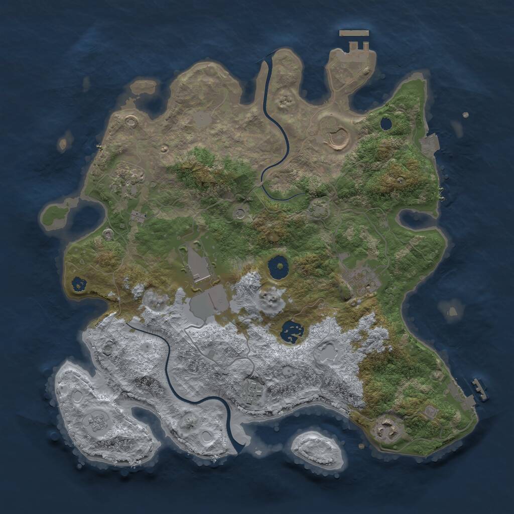 Rust Map: Procedural Map, Size: 3500, Seed: 686847017, 13 Monuments
