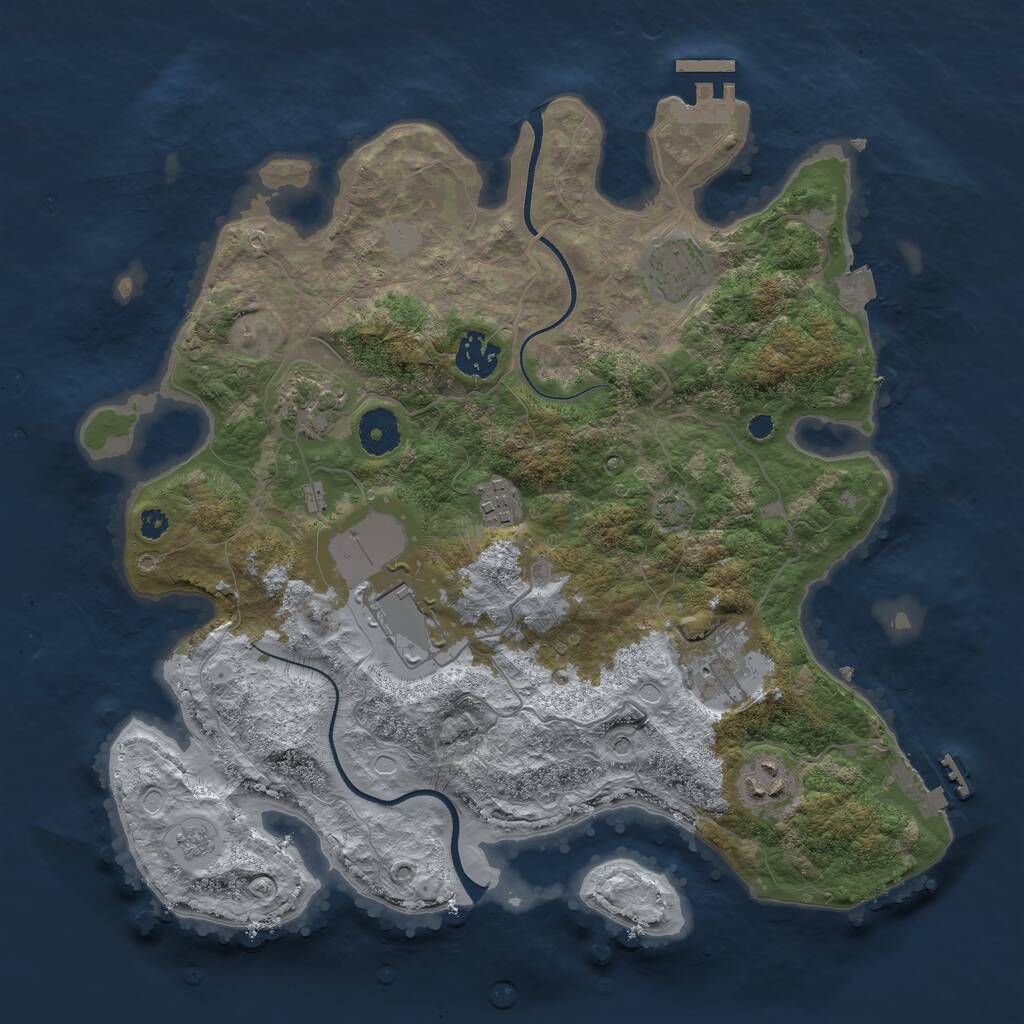 Rust Map: Procedural Map, Size: 3500, Seed: 686847017, 13 Monuments