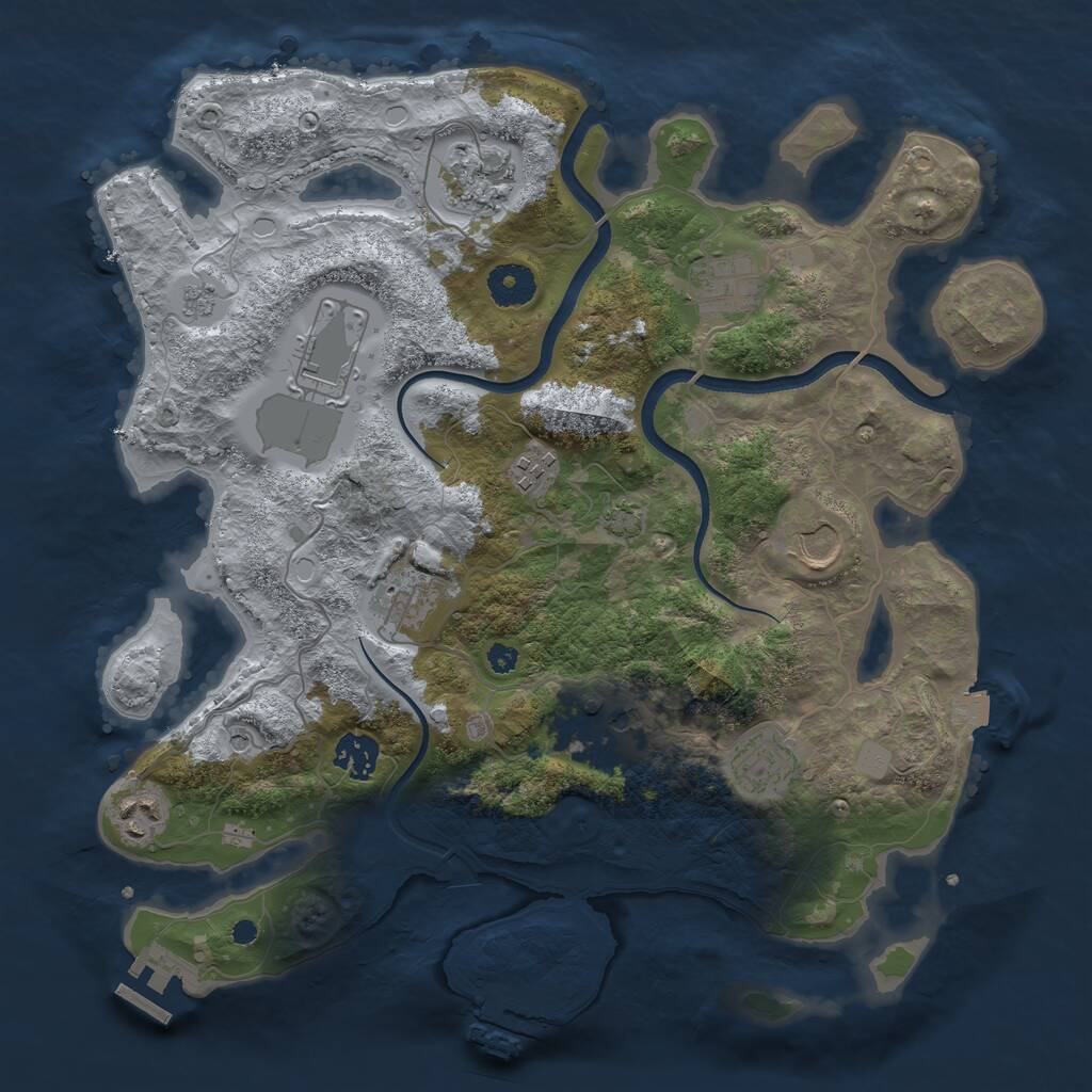 Rust Map: Procedural Map, Size: 3600, Seed: 1100, 18 Monuments