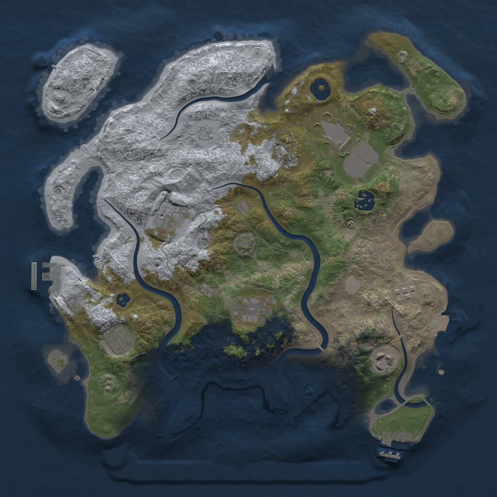 Rust Map: Procedural Map, Size: 3600, Seed: 1070, 16 Monuments