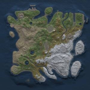 Thumbnail Rust Map: Procedural Map, Size: 3300, Seed: 1026876582, 9 Monuments