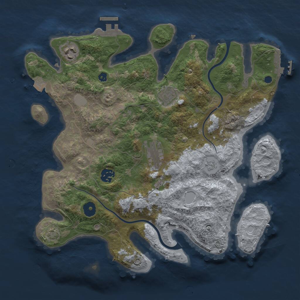 Rust Map: Procedural Map, Size: 3300, Seed: 1026876582, 9 Monuments