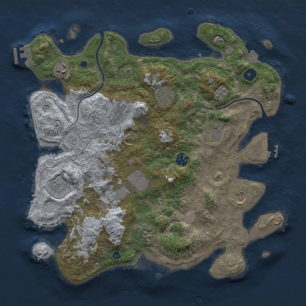 Rust Map: Procedural Map, Size: 3800, Seed: 352165132, 18 Monuments
