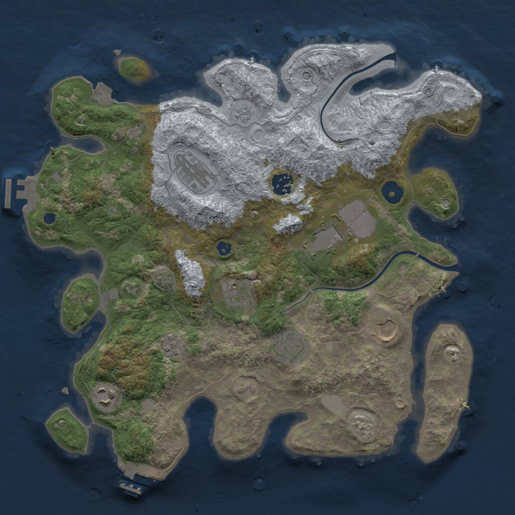 Rust Map: Procedural Map, Size: 3560, Seed: 1, 14 Monuments