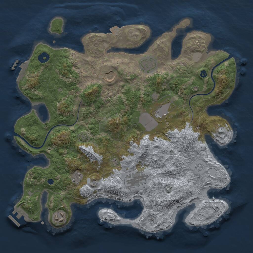 Rust Map: Procedural Map, Size: 3500, Seed: 1650595212, 14 Monuments