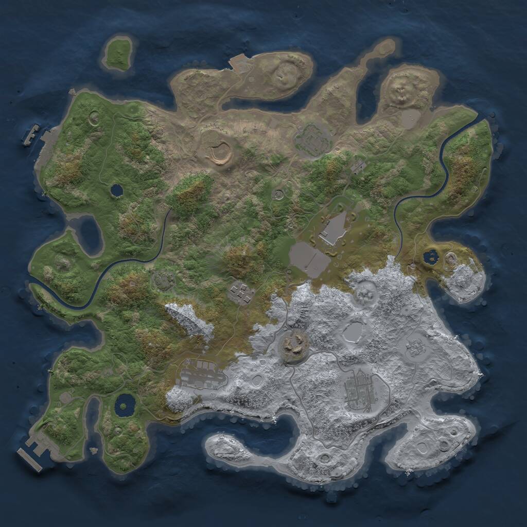 Rust Map: Procedural Map, Size: 3500, Seed: 1650595212, 13 Monuments