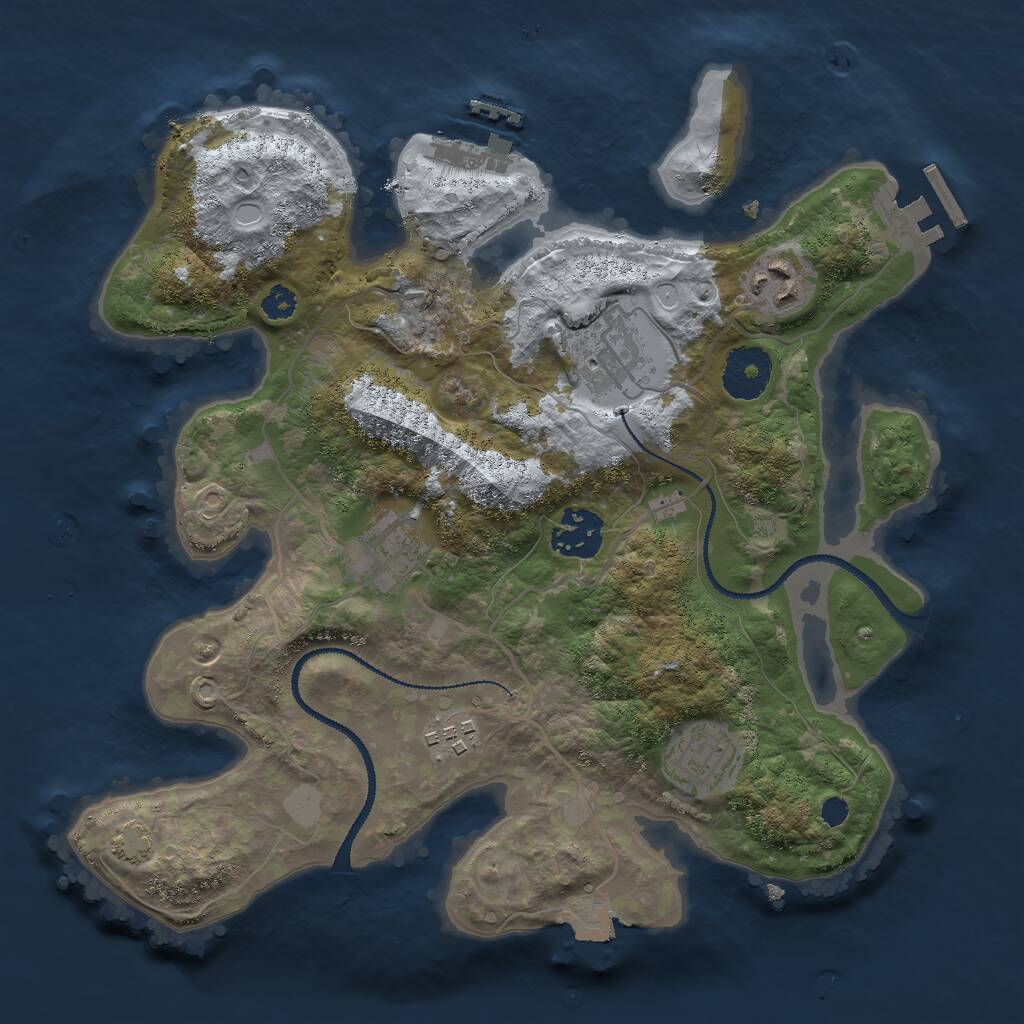 Rust Map: Procedural Map, Size: 3000, Seed: 1031196407, 10 Monuments